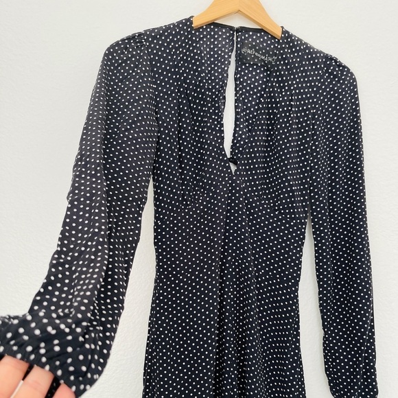 Reformation Black Polka Dot Romper | Long Sleeve | Minimalist XS - Picture 6 of 7